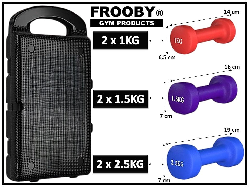 Neoprene Vinyl Dumbbell Set 10kg Carry Case