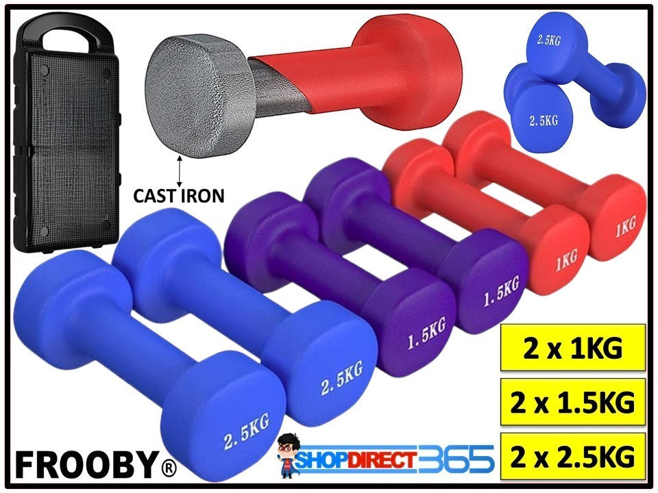 Neoprene Vinyl Dumbbell Set 10kg Carry Case