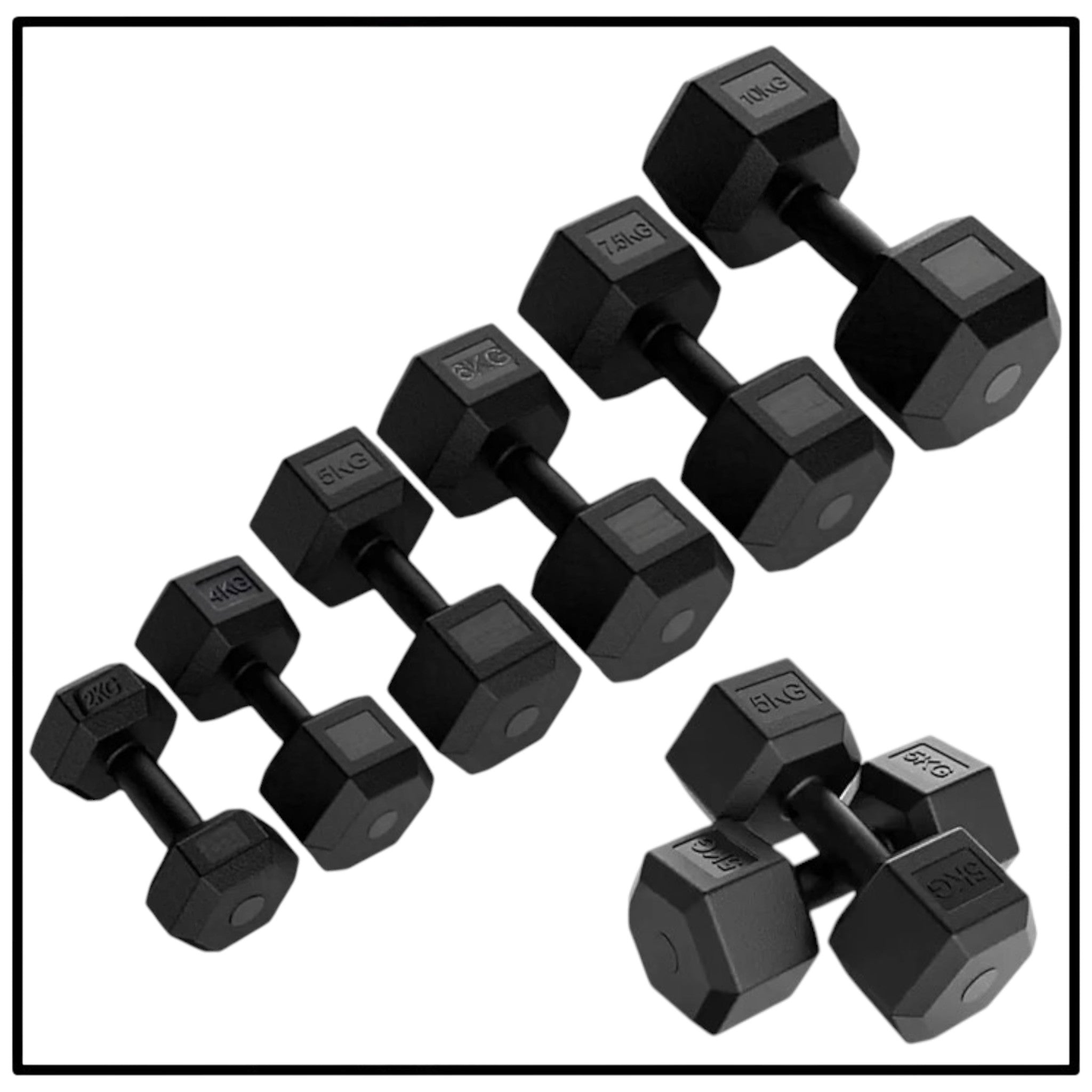 2KG - 10KG Concrete Hex Dumbbells Weight Pairs