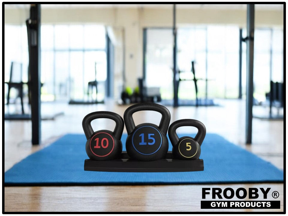 3pc Vinyl Kettlebell Rack 5-15Lbs set