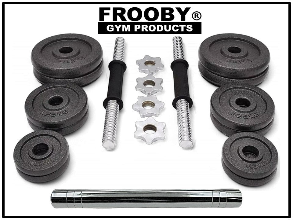 Cast Iron Dumbbell Weight Barbell 20kg W/ Carry Case