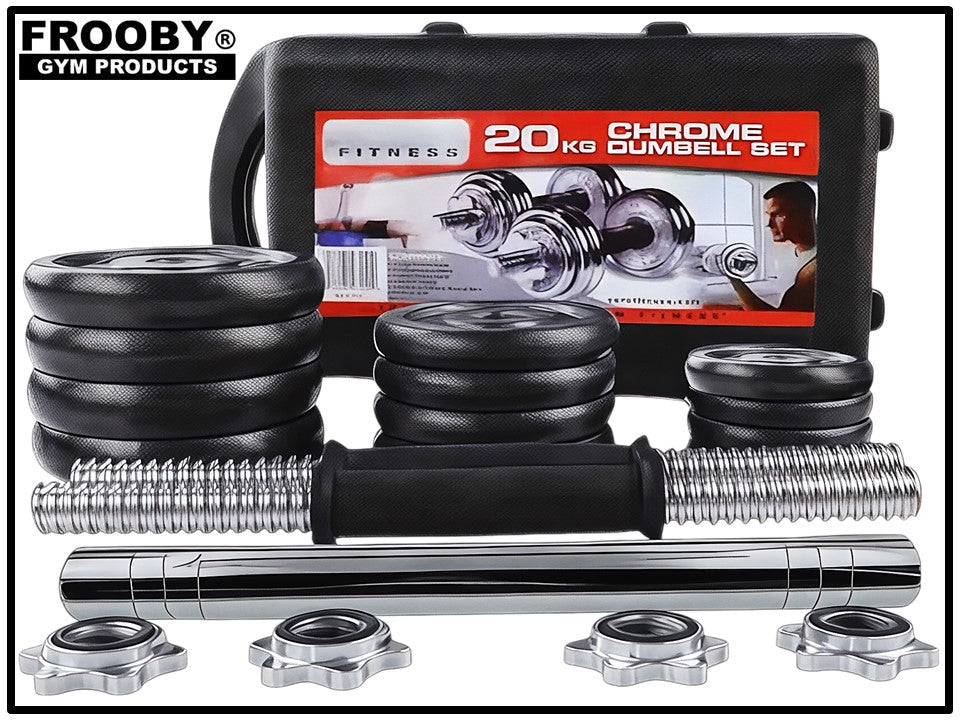 Cast Iron Dumbbell Weight Barbell 20kg W/ Carry Case