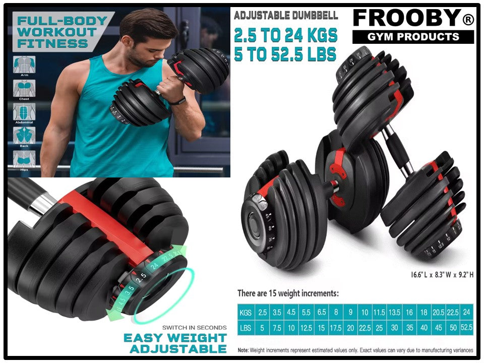 Adjustable Dumbbell 24kg Home Gym 15 In 1 Quick Dial