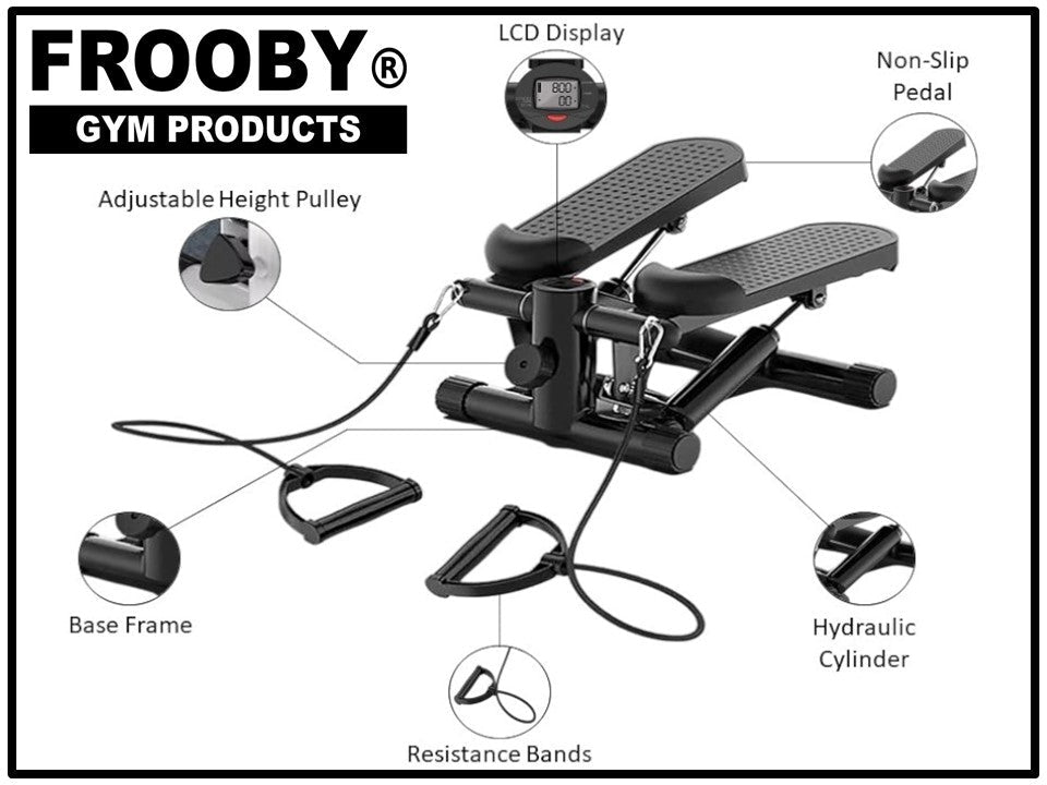 Home Workout Mini Stepper LCD Display W/ Rope Mat